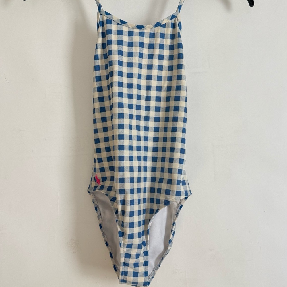 Ralph Lauren Kids Blue and Cream Checkered Swimsuit